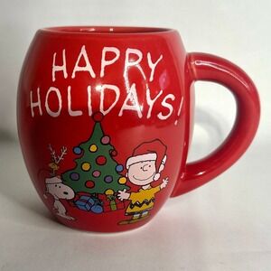 Vandor Peanuts Worldwide 2012 Snoopy & Charlie Brown Christmas Coffee Mug Red